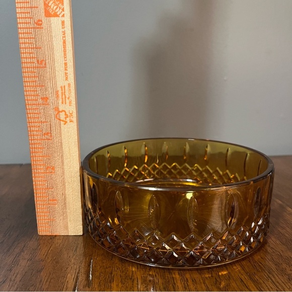 Vintage Amber Glass Bowl, Amber Diamond Bowl, Decorative Glass Bowl, Handcrafted - Picture 5 of 6